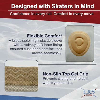Gel Knee Pads for Ice Skating. Custom Gel Pad Design. Pair, Large | 2 Gel Sleeve Knee Pads for Cushion, Support and Protection of Kneecap Patella for Figure Skating, Volleyball, Dance / Cheer - size: Large