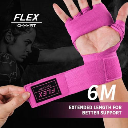 Flex Boxing Hand Wraps - 236 Inch/6M Extra Long for Premium Protection and Ultimate Performance - color: Pink