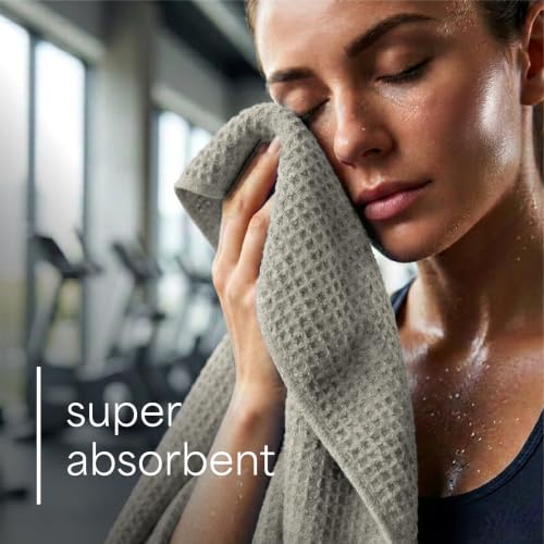 S&T INC. Microfiber Gym Towels, 6 Pack, 16" x 27" - color: Honeycomb Grey