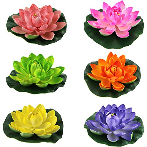 Artificial Floating Foam Lotus Flower Pond Decor Water Lily (6 Colours-2, Small-10cm)