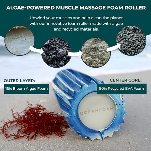 Oceanfoam Ripple Travel Foam Roller (11" x 3.35") Firm Mini Foam Roller for Physical Therapy, Deep Tissue Massage, Back Pain - High Density, Ergonomic Wave Textured - Yoga, Exercise (Royal Marbled) - color: Royal Marbled