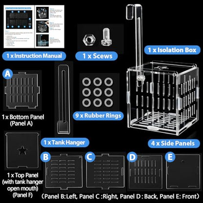 Breeder Box for Fish Tank, Fish Breeder Box for Aquarium, Acrylic Fish Isolation Box, Fish Separator for Small Baby Fishes, Bully Fish, Shrimp, Clownfish Guppy (NOT for Incubator)