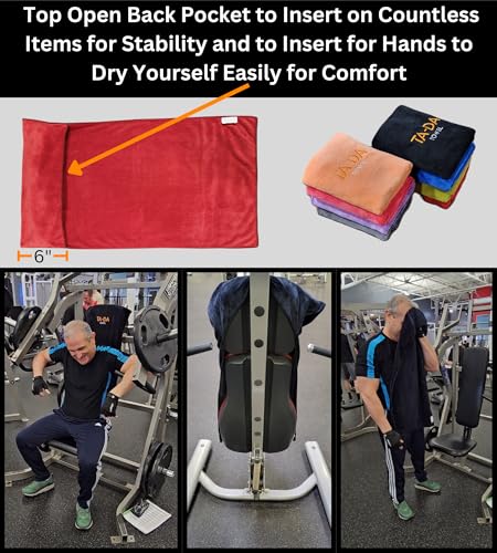 TA-DA Microfiber Towel | Back Pocket Insert on Hands and Fitness Items for Convenience. Sports Fitness Gym Workouts Yoga Pickleball Volleyball Hiking Etc. | 17" Inch X 32" Inch | 6 Pack | Red - color: Red