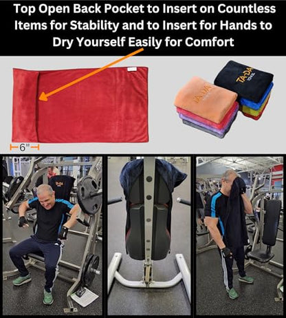 TA-DA Microfiber Towel | Back Pocket Insert on Hands and Fitness Items for Convenience. Sports Fitness Gym Workouts Yoga Pickleball Volleyball Hiking Etc. | 17" Inch X 32" Inch | 6 Pack | Red - color: Red
