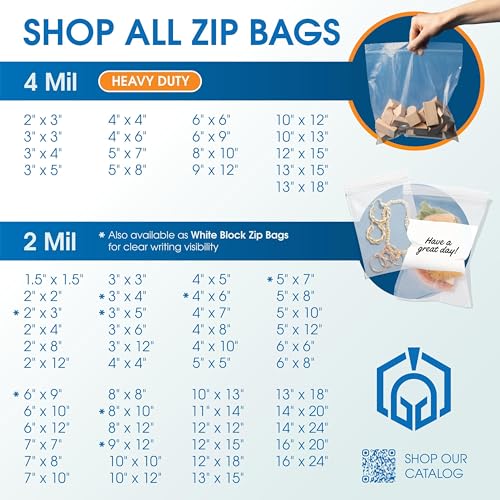 Spartan Industrial - 3" X 6" Heavy-Duty Small Zip Bags (1000 Count) - 4 Mil Plastic Bags for Packaging, Parts, Crafts - size: 3" X 6"
