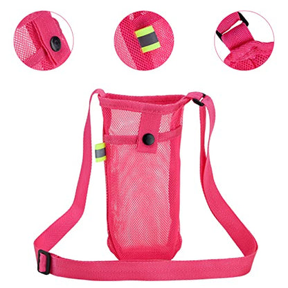 Tainehs Water Bottle Holder Carrier with Adjustable Shoulder Strap - Beach & Sports Bottle Bag for Hiking, Gym, Camping, Walking, Travel - color: Pink/Rose Pink