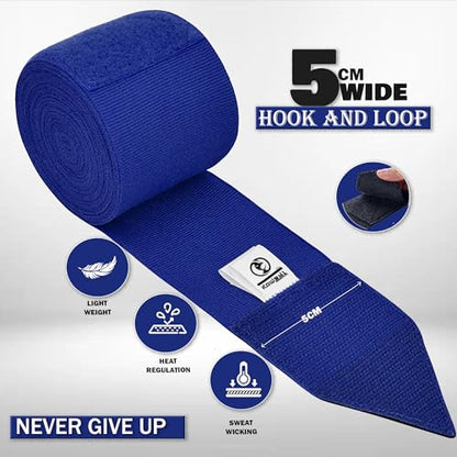 KOMBAT USA 180" Boxing Wraps for Men & Women – Hand Wraps for Boxing Gloves, Muay Thai Wraps, Vendas para Boxeo, Thumb Loop, MMA & Kickboxing Hand Wraps Boxing Training Gear - color: Pack of 3 Blue