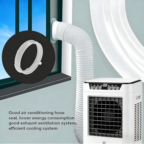 5.9 Inch Portable Air Conditioner Hose Connector, Comes with Threaded Adapter for Repairing Broken AC Hoses, PVC Replacement Adapter for Round Plug-In Exhaust Port