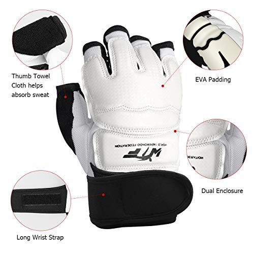 Punch Bag Training Gloves, LangRay MMA Grappling Gloves for Sparring Martial Arts Boxing Training for Adults and Kids - size: Small, style: Taekwondo White