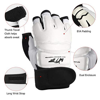 Punch Bag Training Gloves, LangRay MMA Grappling Gloves for Sparring Martial Arts Boxing Training for Adults and Kids - size: Small, style: Taekwondo White