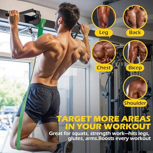 Pull Up Bands, Resistance Bands Set for Pull-Up Assistance, Exercise Bands with Door Anchor & Grip Pads for Men & Women Working Out, Physical Therapy, Muscle Training