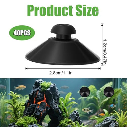 40PCS Fish Tank Suction Cups,Rubber Suction Cups for Aquarium,28mm Aquarium Suctions Cup, for Pump, Airline Tubing, Aeration Setup, Secure Attachment for Aquariums Accessories, Black