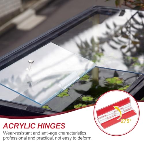 MECCANIXITY Small Acrylic Hinges Plastic Self-Adhesive Clear Hinge 65 x 40mm Continuous Piano Folding Hinges for Aquarium Lid Crafts Display Stand Pack of 4 Transparent - size: 65 x 40mm