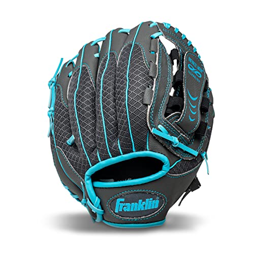 Franklin Sports Youth Teeball Gloves - Shok Sorb Kids Baseball + Teeball Mitt - Boys + Girls Fielder Gloves - 10.5" Inch - color: Graphite/Blue