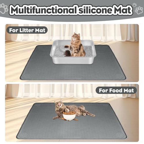 Cat Litter Mat, Extra Large 40" x 28" Silicone Mat Litter Trapping Mat for Scatter Control, Soft on Kitty Paws, Easy to Clean (Dark Gray) - color: Dark Grey