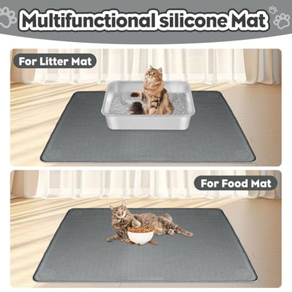 Cat Litter Mat, Extra Large 40" x 28" Silicone Mat Litter Trapping Mat for Scatter Control, Soft on Kitty Paws, Easy to Clean (Dark Gray) - color: Dark Grey