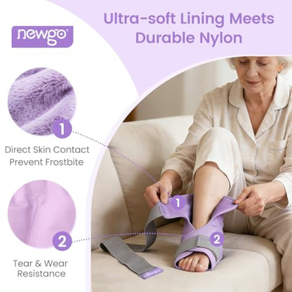NEWGO Foot Ice Pack Wrap – Cold Compression for Plantar Fasciitis, Purple | 360° Full Coverage Gel Ice Boot, Reusable For Heel & Ankle Pain, Swelling, Achilles Tendonitis, Sprains - color: Purple