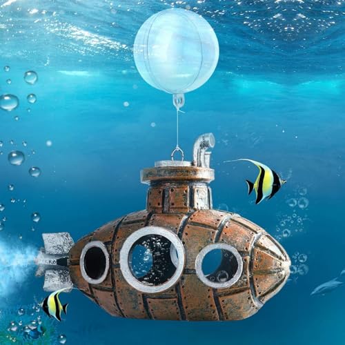 2Pcs Floating Fish Tank Decoration, Retro Submarine Set, Aquarium Resin Fish Tank Accessories