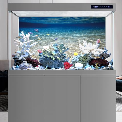 AWERT 72x24 inches Ocean Floor Aquarium Background Underwater Fish Tank Background Undersea Theme Aquarium Background - size: 72x24in/180x60cm