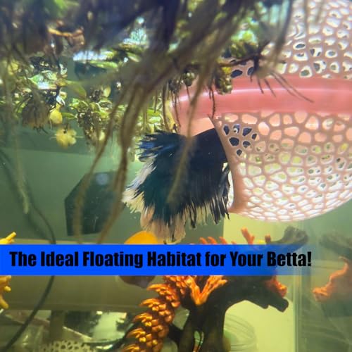 Fish Tank Floating Betta Hide，Betta or Shrimp Burrows and Hammock, Fish and Shrimp Feeder，Multifunctional Aquarium Accessories，Anchorable Location (Pink) - color: Pink