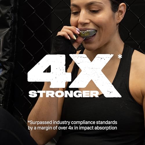 SAFEJAWZ Sports Mouth Guard Triple Layer Premium Protection with Shock-Cage | Adult 12+ Years, Grey Gum Shield with Case, Easy Fit Remouldable, Anti Gag, Rugby, Boxing, MMA, Hockey, Contact Sports - color: Grey