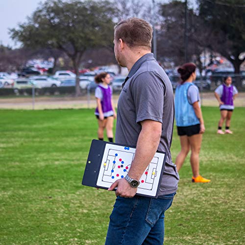 Soccer Innovations Magnetic Tactic Board - Coaching Clipboard, Double-Sided Dry Eraser White Board, Coaches Board, Lineup with Magnets