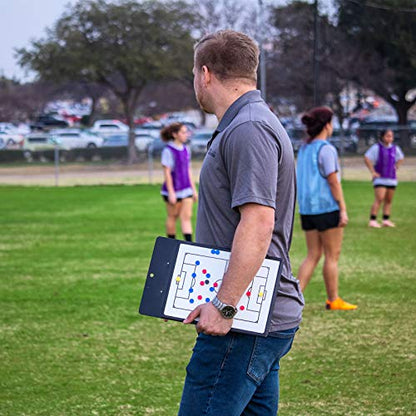 Soccer Innovations Magnetic Tactic Board - Coaching Clipboard, Double-Sided Dry Eraser White Board, Coaches Board, Lineup with Magnets