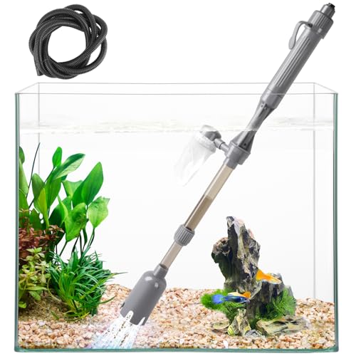 Aquarium Vacuum Gravel Cleaner, Battery Fish Tank Water Changer, Removable Vacuum Sand Washer for Fish Tank Cleaning Water Changing Sand Washing, Adjustable Telescopic Pole
