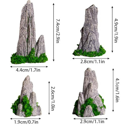 8Pcs Simulated Rockery Decor, Miniature Bonsai Rock Decorations for Micro Landscape Terrarium Accessories Tabletop Garden Ornament