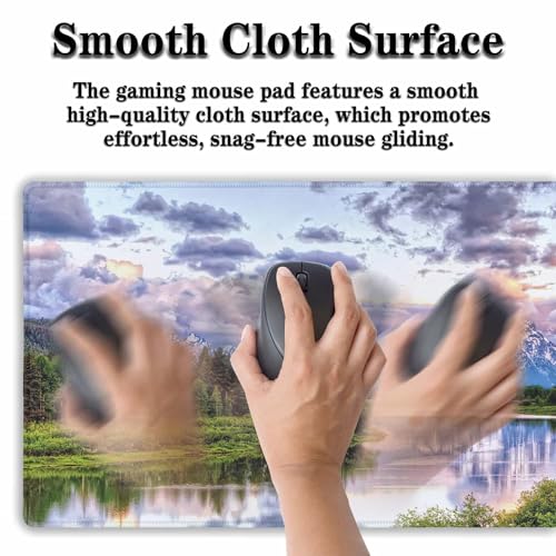Gaming Mouse Pad Green Computer Pad, Large Mousepads Desktop Mats, Mouse Pad Big Waterproof Non-Slip Rubber Base, 35.4 X 15.7 inch for Work/Game/Office Oxbow Bend Grand Teton National Park - color: Oxbow Bend Grand Teton National Park