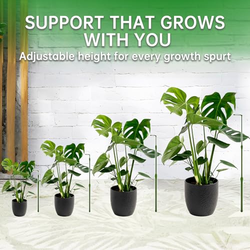 3 Pack Extendable Plant Stakes, 16.5-42.5 Inch Plant Stakes for Indoor Outdoor, Adjustable Monstera Plant Support Sticks with Clips for Clombing Plants, Vine, Orchid, Tomato, Vegetables