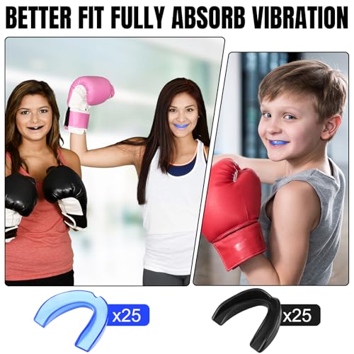 Kathfly 50 Pcs Football Mouth Guards Bulk Sports Mouthpieces - color: Black, Blue