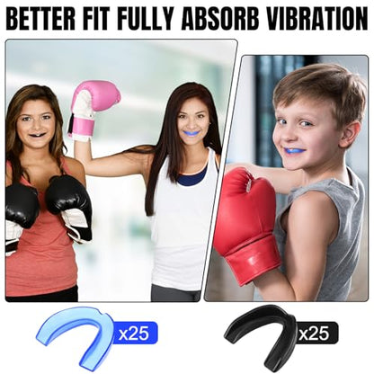 Kathfly 50 Pcs Football Mouth Guards Bulk Sports Mouthpieces - color: Black, Blue