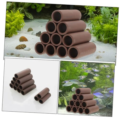 2pcs Pottery Shrimp Shelter Aquarium Spawning Tube Hideout for Shrimp Breeding Elegant Fish Tank Decor Easy to Install Habitat for Aquatic Pets