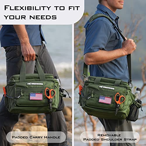 KastKing Fishing Tackle Bags - Saltwater & Freshwater Fishing Bags - Water Resistant, Padded Shoulder Strap - Gear Storage - color: Green-Medium, size: Medium