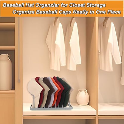 Hat Organizer for Baseball Caps - 2 Pack Hat Stand Holds 20 Caps | Heavy Duyt Metal Hat Rack, Space Saving Hat Holder, No Assembly Required for Tabletop, Closet, Desk Preserves Hat Shape Grey - color: Grey 2 Pack