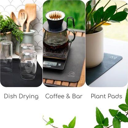 DripGuards Absorbent Counter Mat 2-Pack | Waterproof, Quick-Dry Coffee Bar Mat for Kitchen, Sink & Drink Station | Non-Slip, Spill-Proof Protector for Water, Oil & Syrup [3 x12in].