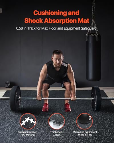 VEVOR 0.56In 100sq.ft 25 Tiles Gym Flooring for Home Gym, Rubber Top with High Density EVA Foam, 25" x 25" Gym Floor Exercise Equipment Mats, Interlocking Gym Mats, Puzzle Workout Mats, Black & White | Rubber Top with High Density EVA Foam, 25 x 25in Floo