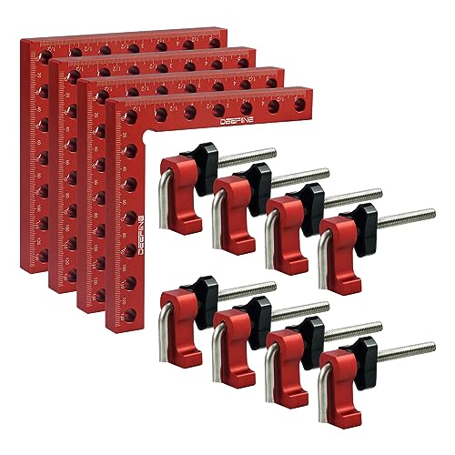 4-Pack 5.5" 90 Degree Corner Clamps for Woodworking | Aluminum Alloy Positioning Squares, Clamping Right Angle Clamps with storage case for Cabinets, Drawers, Shelves & Frames