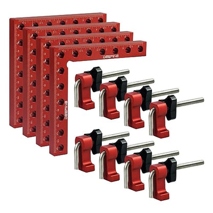 4-Pack 5.5" 90 Degree Corner Clamps for Woodworking | Aluminum Alloy Positioning Squares, Clamping Right Angle Clamps with storage case for Cabinets, Drawers, Shelves & Frames