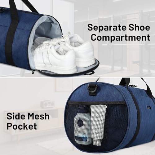 MIER Small Gym Duffle Bag with Shoe Compartment & Wet Pocket, 24L, Navy - color: navy blue, size: 24L
