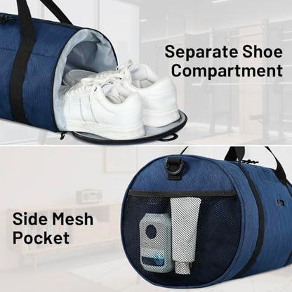 MIER Small Gym Duffle Bag with Shoe Compartment & Wet Pocket, 24L, Navy - color: navy blue, size: 24L