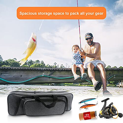 Hikary 43CM/17Inch Fishing Rod Case - Portable Folding Fishing Pole Tackle Storage Bag (gray)