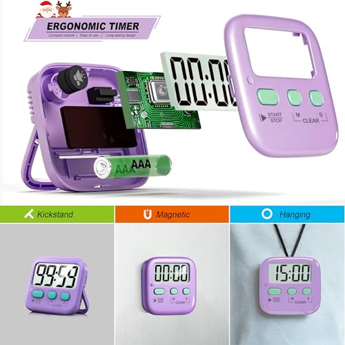 Antonki 2 Pack Digital Timer for Kids Classroom Kitchen Timers for Cooking - color: Fresh Purple
