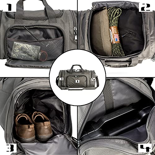 Small Duffel Bag Tactical Gym Bag Shoes Compartment Outdoor Grey - color: Grey