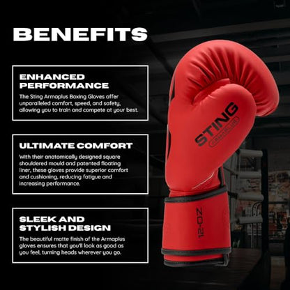 STING Armaplus Boxing Gloves - color: Red, size: 10 Oz