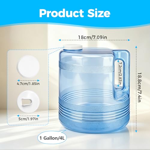 1 Gallon 4L Distilled Water Container, Replacement Distilled Water Jug for Countertop Water Distiller Machine, Home Beauty Plastic Carafe Bottle(1,Blue)