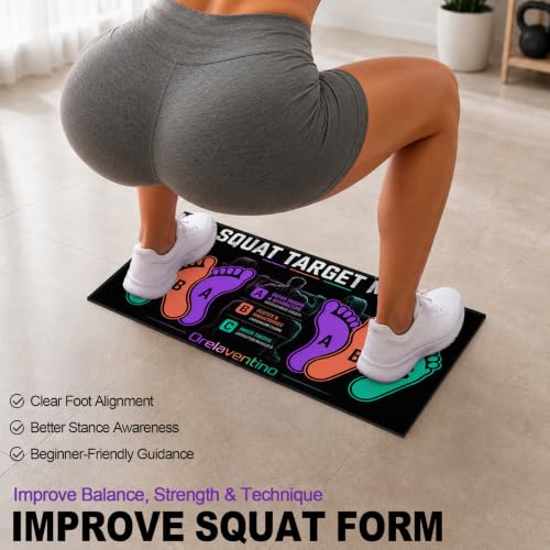Squat Mat with Foot Position, Non-Slip Workout Mat for Safe Squat - color: Purple Black