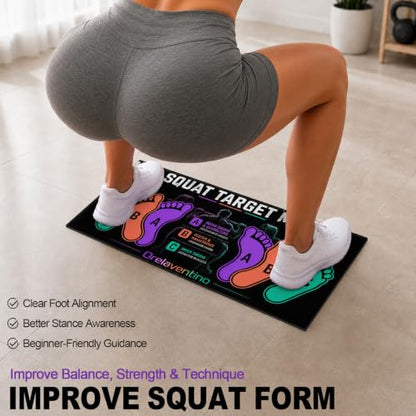 Squat Mat with Foot Position, Non-Slip Workout Mat for Safe Squat - color: Purple Black