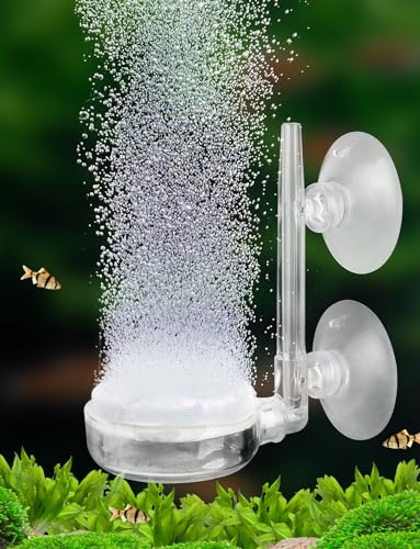1.4inch Aquarium Air Stone Fish Tank Nano Bubble Stone Kit with Control Valve Quiet Super-High Dissolved Oxygen Diffuser Makes Super Tiny Bubbles for Betta Fish & Small Tank